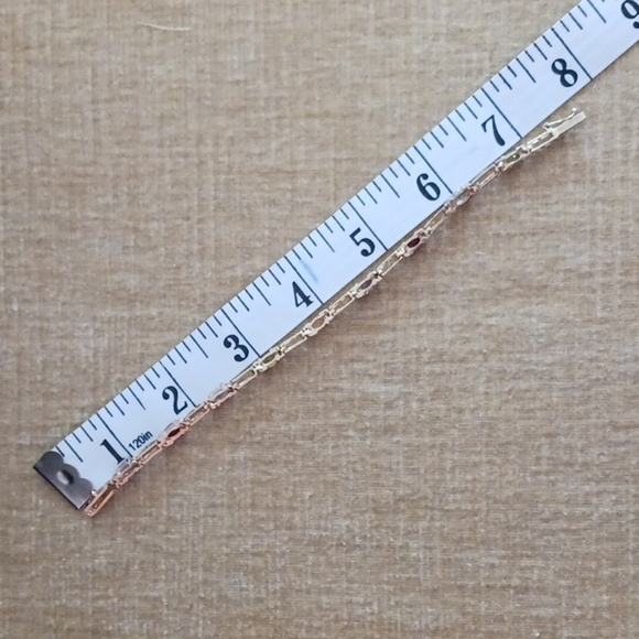 FAS 925 Gold Multi Colored Rhinestone Link Bracelet - Picture 4 of 7